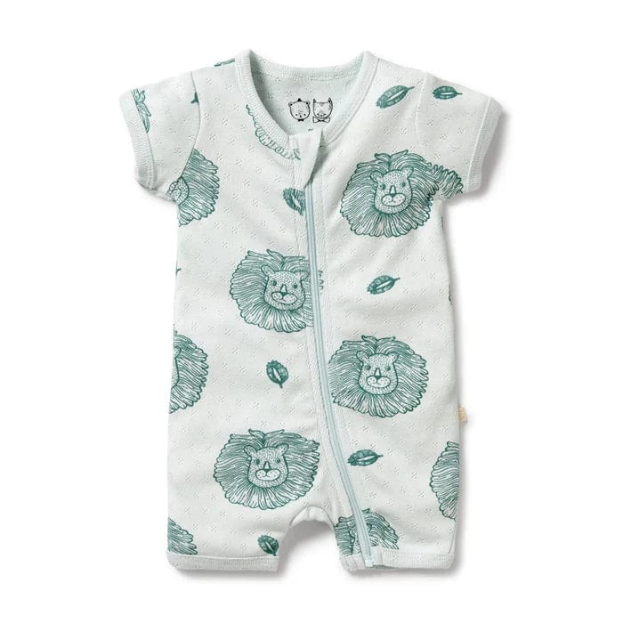 Wilson & Frenchy Boys All In Ones Little Lion Organic Pointelle Boyleg Zipsuit