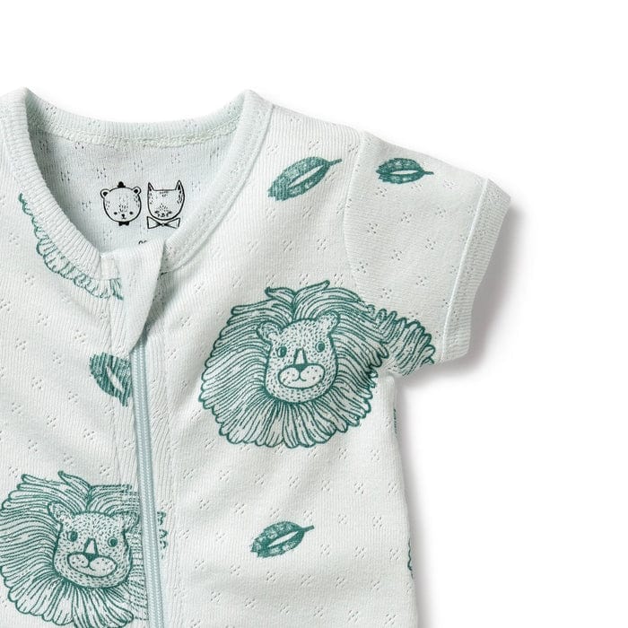 Wilson & Frenchy Boys All In Ones Little Lion Organic Pointelle Boyleg Zipsuit