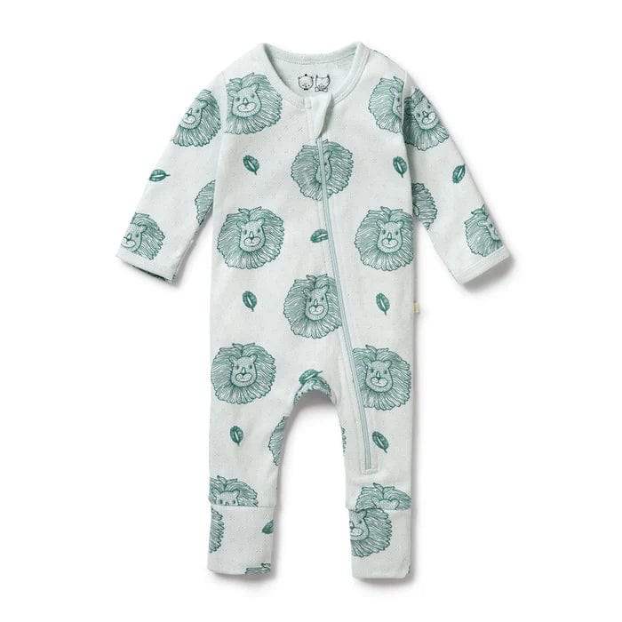 Wilson & Frenchy Boys All In Ones Little Lion Organic Pointelle Zipsuit with Feet