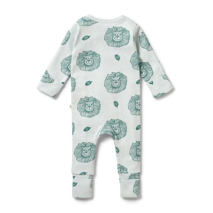 Wilson & Frenchy Boys All In Ones Little Lion Organic Pointelle Zipsuit with Feet