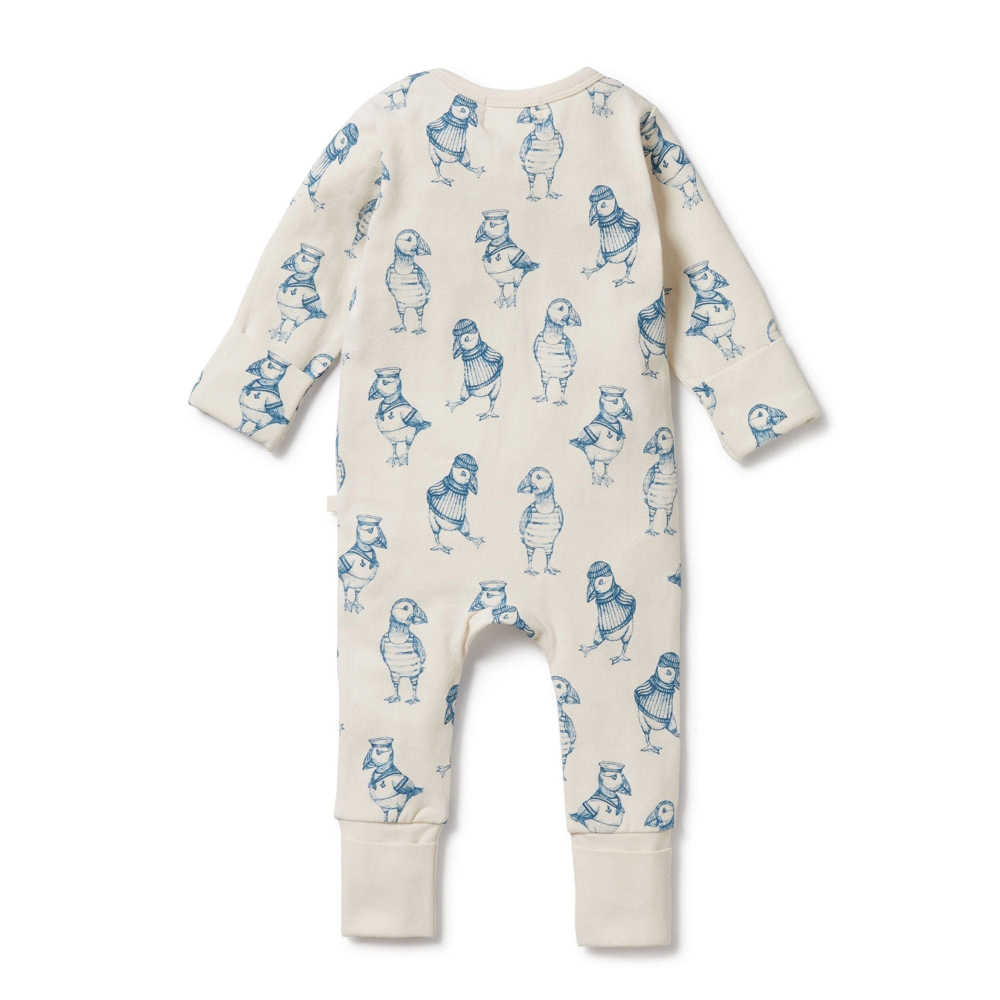 Wilson & Frenchy Boys All In Ones Petit Puffin Organic Zipsuit with Feet
