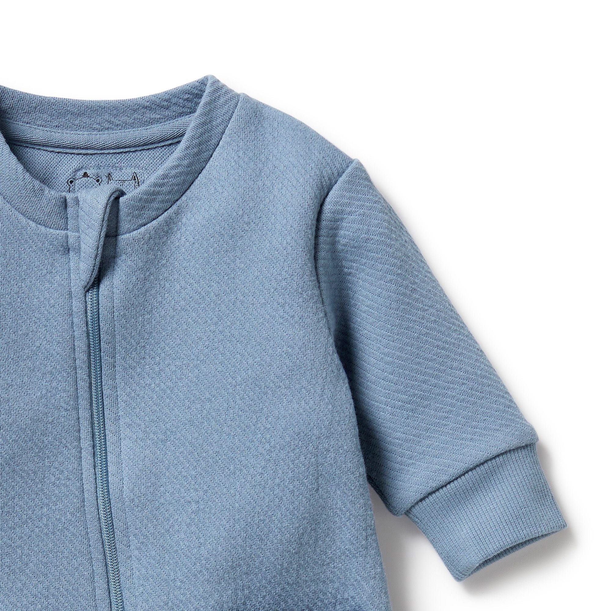 Wilson & Frenchy Boys All In Ones Storm Blue Organic Quilted Growsuit