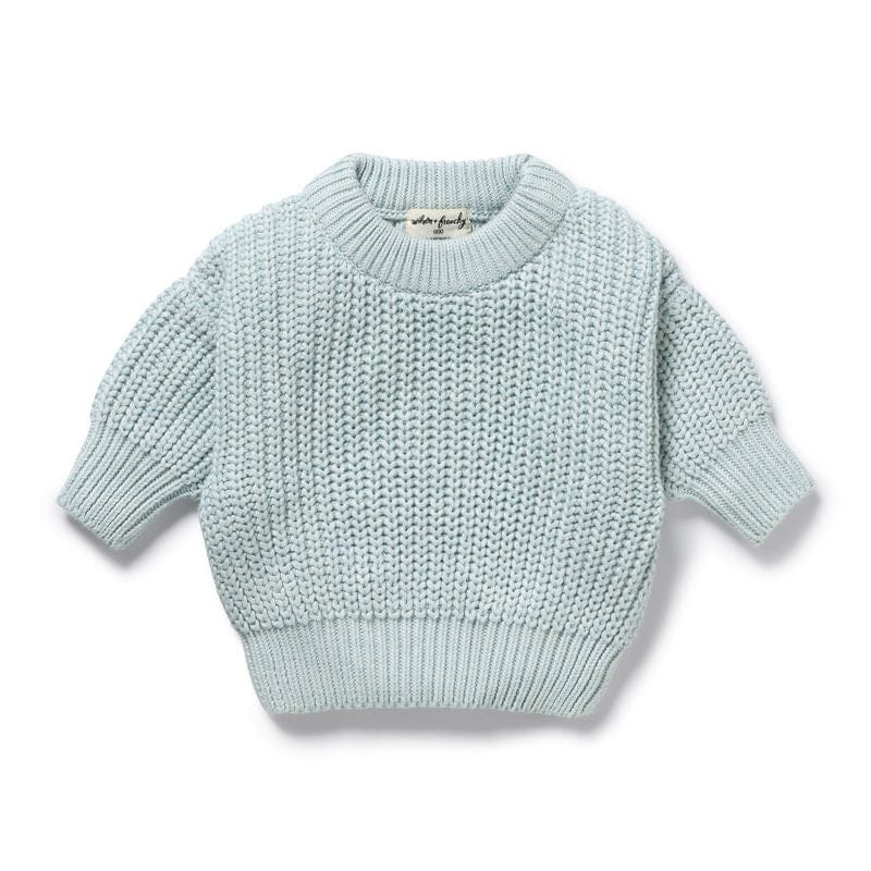 Wilson & Frenchy Boys Jumper 0-3M Cloud Blue Organic Knitted Jumper