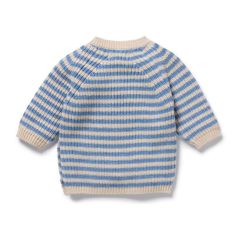 Wilson & Frenchy Boys Jumper Frosted Blue Organic Knitted Stripe Kimono Cardigan