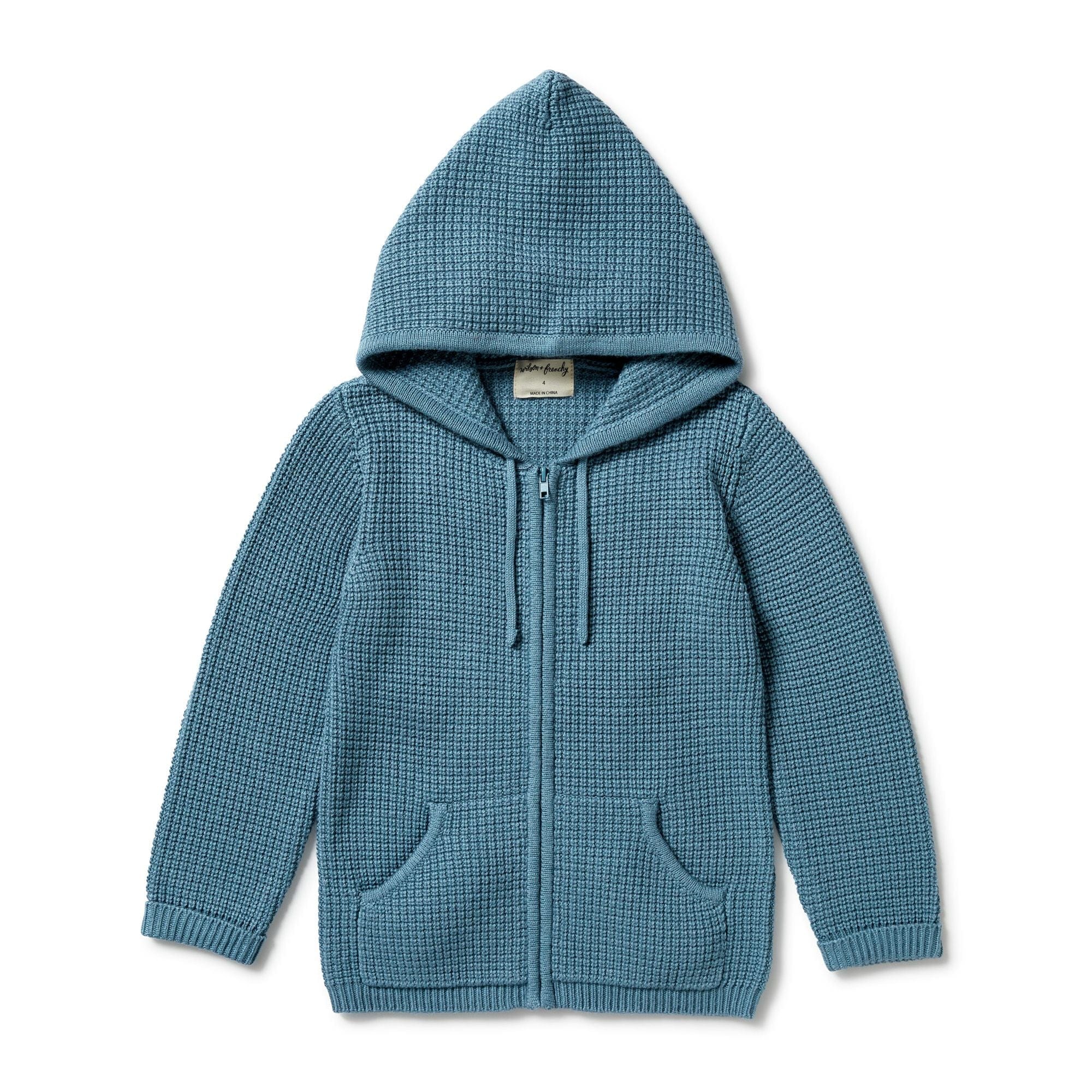 Wilson & Frenchy Boys Jumper Knitted Zipped Jacket - Bluestone