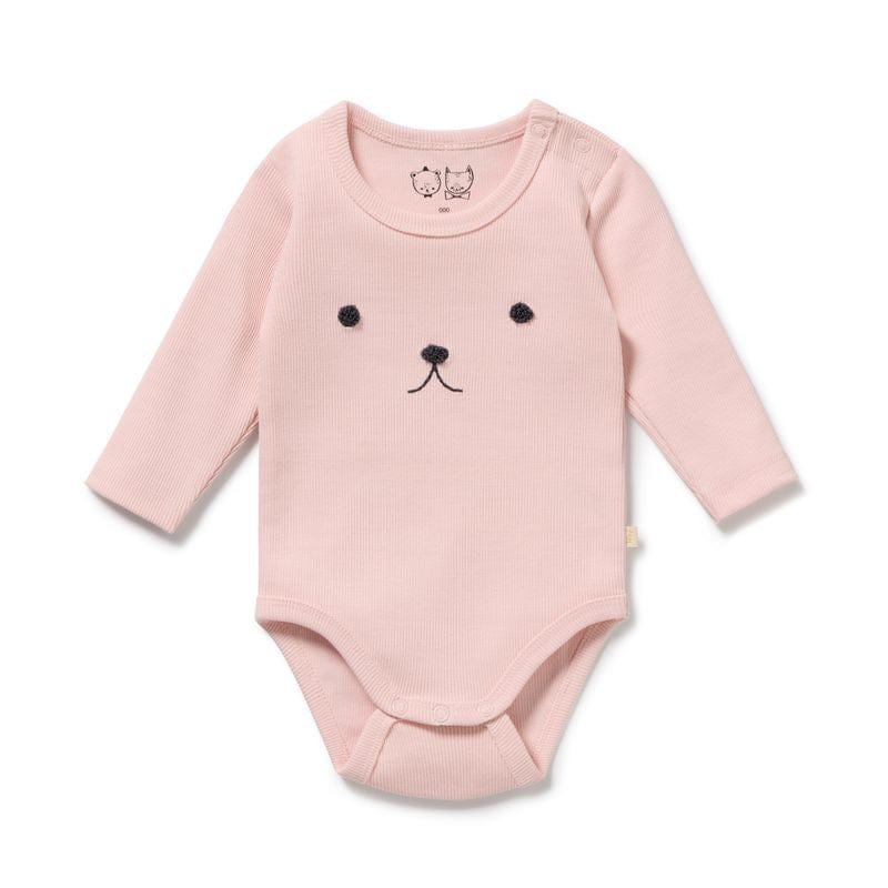 Wilson & Frenchy Boys Onesie 0-3M Strawberry Cream Organic Rib Long Sleeved Bodysuit