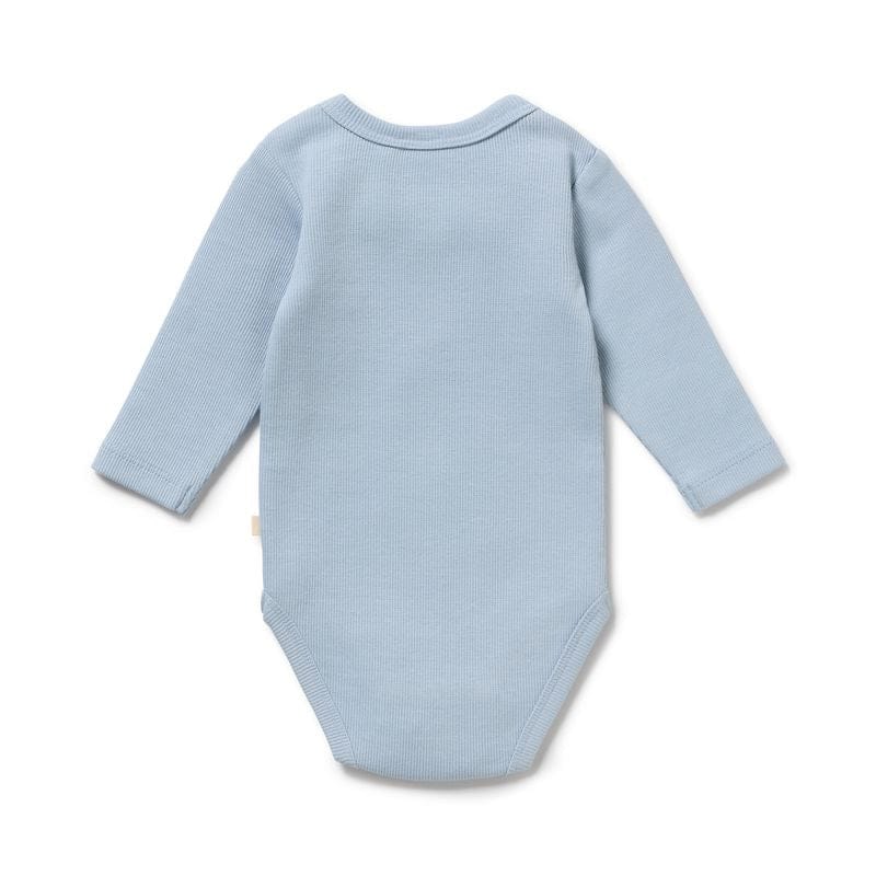 Wilson & Frenchy Boys Onesie Storm Blue Organic Rib Long Sleeved Bodysuit