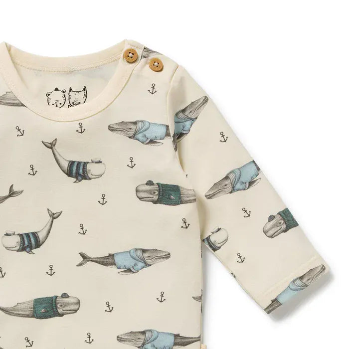 Wilson & Frenchy Boys Onesie Woolly Whales Organic Bodysuit