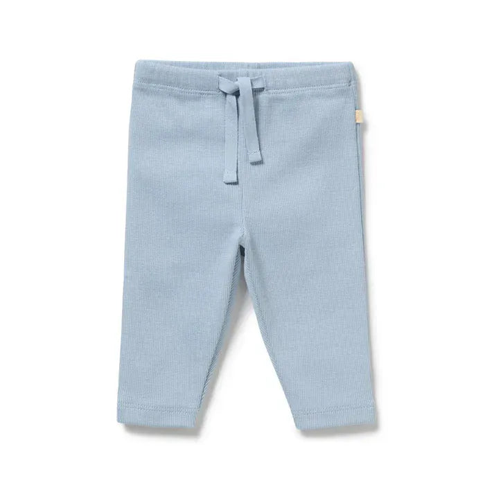 Wilson & Frenchy Boys Pants 0-3M Storm Blue Organic Rib Legging