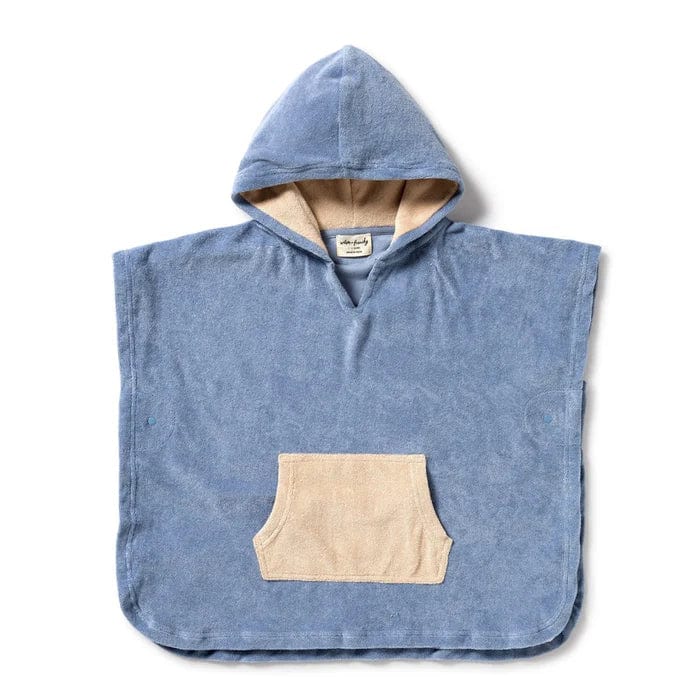 Wilson & Frenchy Boys Swimwear Dusty Blue Organic Terry Hooded Poncho