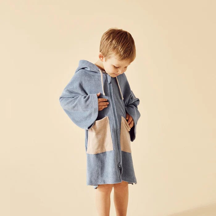 Wilson & Frenchy Boys Swimwear Dusty Blue Organic Terry Hooded Towel