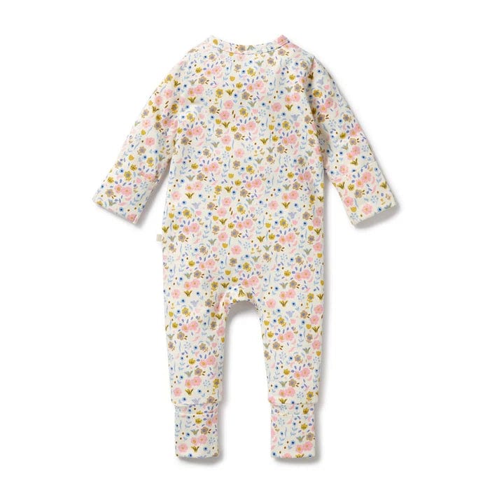 Wilson & Frenchy Girls All In One Ava Floral Organic Zipsuit with Feet