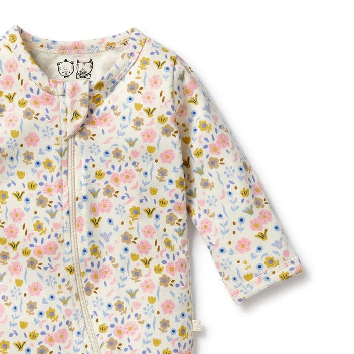 Wilson & Frenchy Girls All In One Ava Floral Organic Zipsuit with Feet