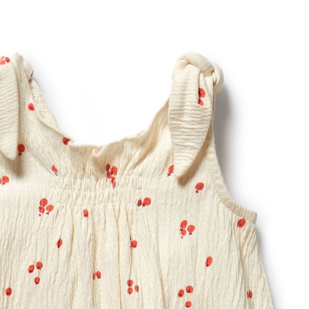 Wilson & Frenchy Girls All In One Jolly Holly Organic Crinkle Tie Playsuit