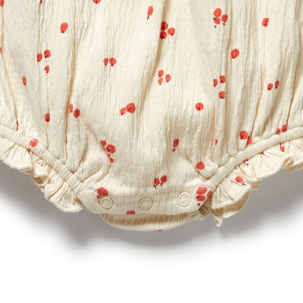 Wilson & Frenchy Girls All In One Jolly Holly Organic Crinkle Tie Playsuit