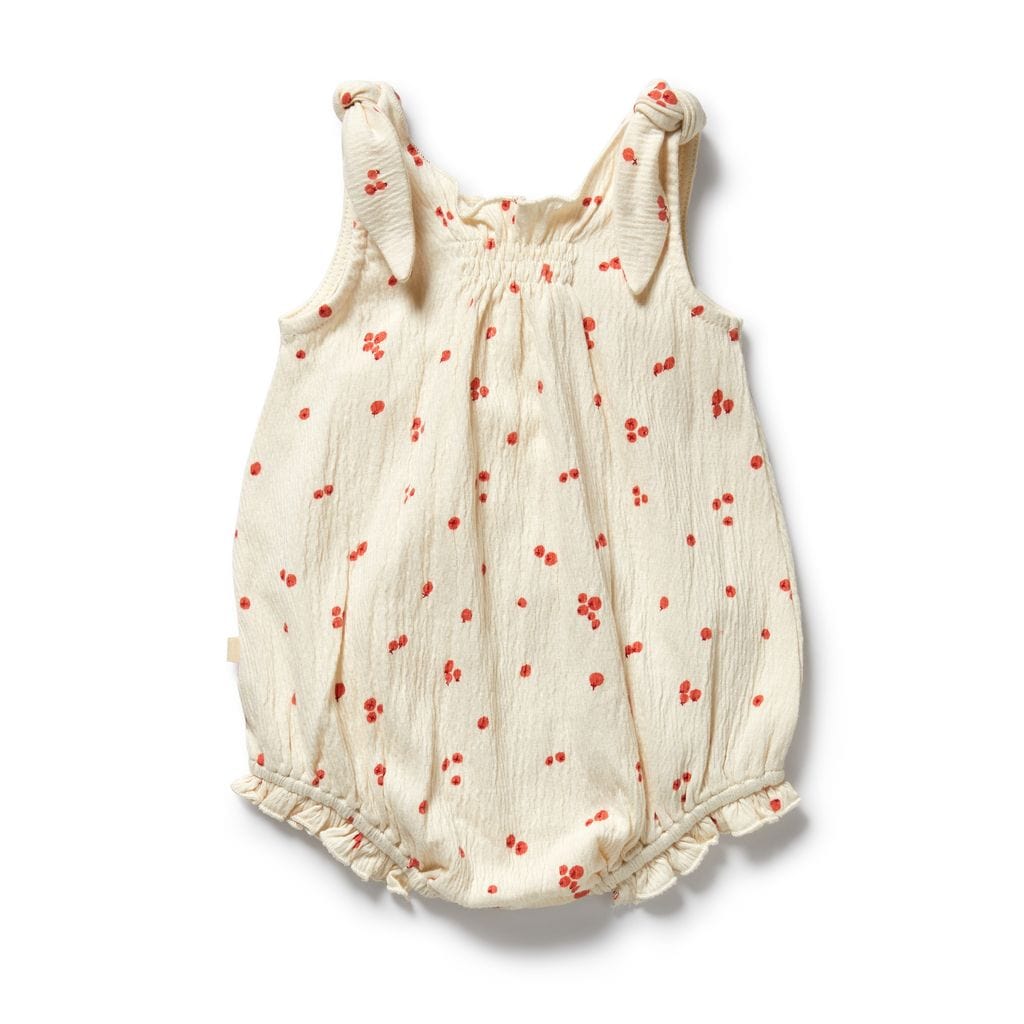 Wilson & Frenchy Girls All In One Jolly Holly Organic Crinkle Tie Playsuit