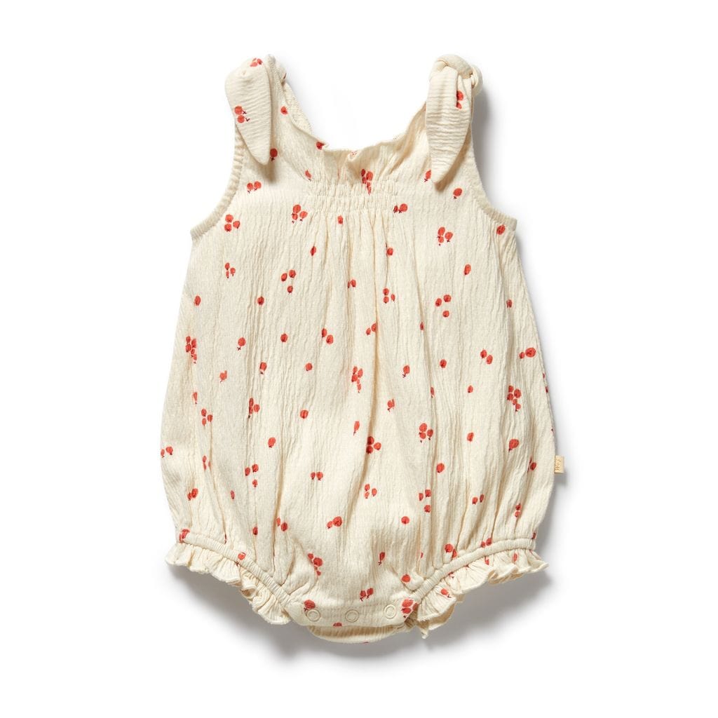 Wilson & Frenchy Girls All In One Jolly Holly Organic Crinkle Tie Playsuit