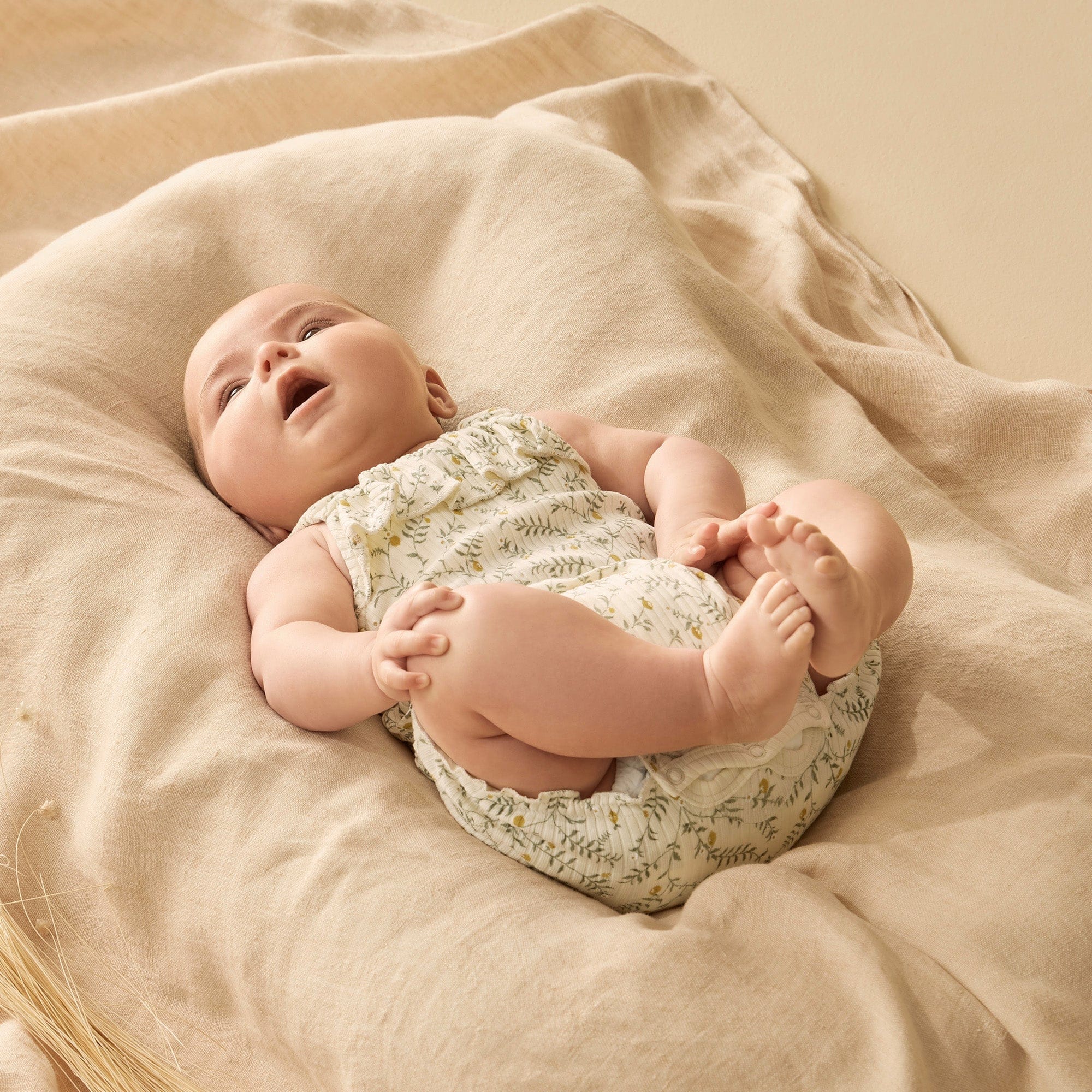 Wilson & Frenchy Girls All In One Lemon Leaf Organic Playsuit