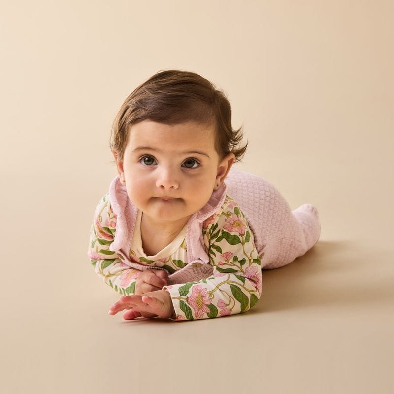 Wilson & Frenchy Girls All In One Marshmellow Organic Knitted Bubble Ruffle Overall