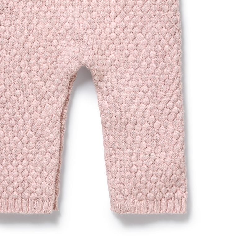 Wilson & Frenchy Girls All In One Marshmellow Organic Knitted Bubble Ruffle Overall