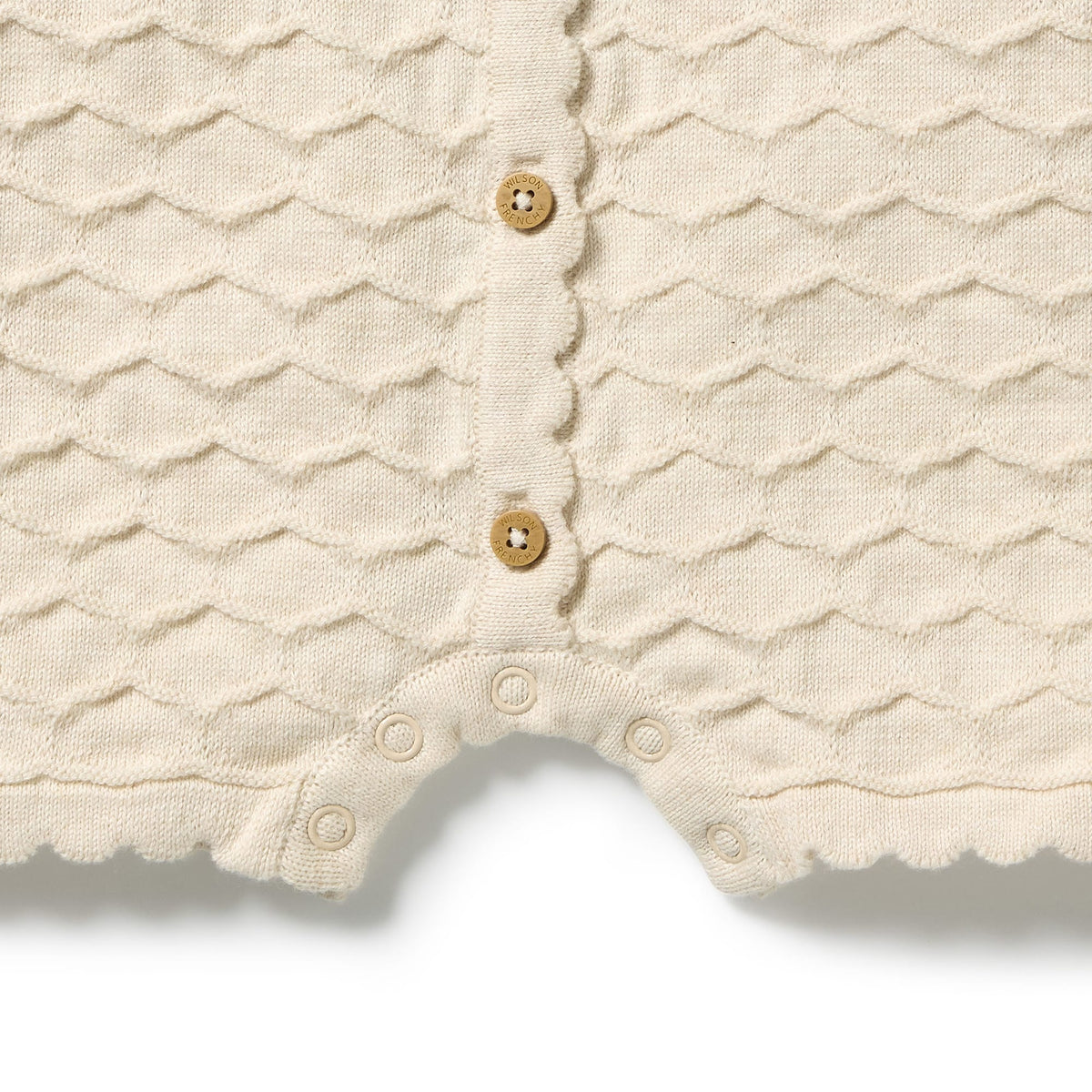 Wilson & Frenchy Girls All In One Milk Cloud Organic Knitted Chevron Growsuit