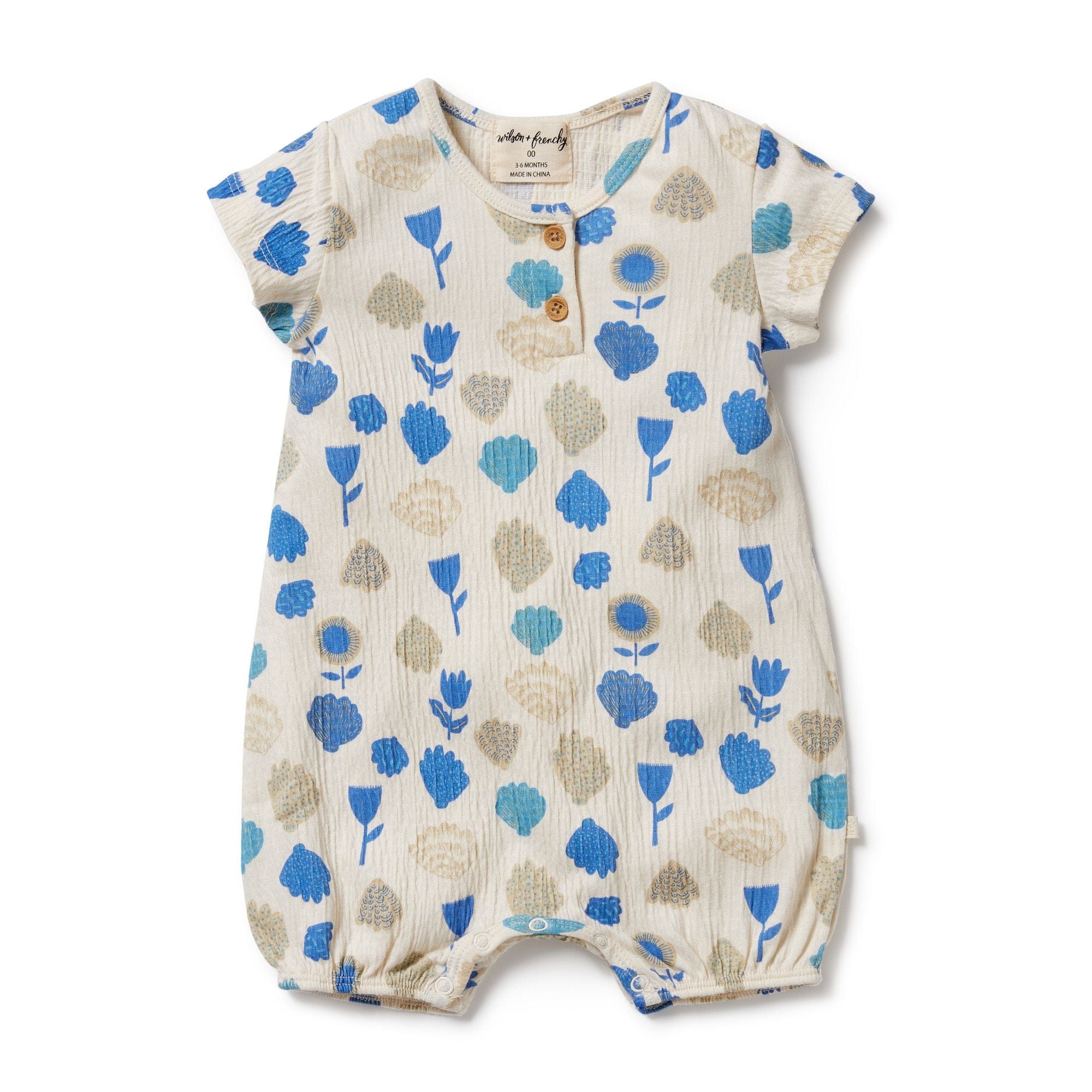 Wilson & Frenchy Girls All In One Ocean Breeze Crinkle Henley Playsuit