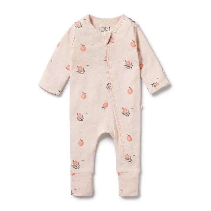 Wilson & Frenchy Girls All In One Peaches Organic Pointelle Zipsuit with Feet