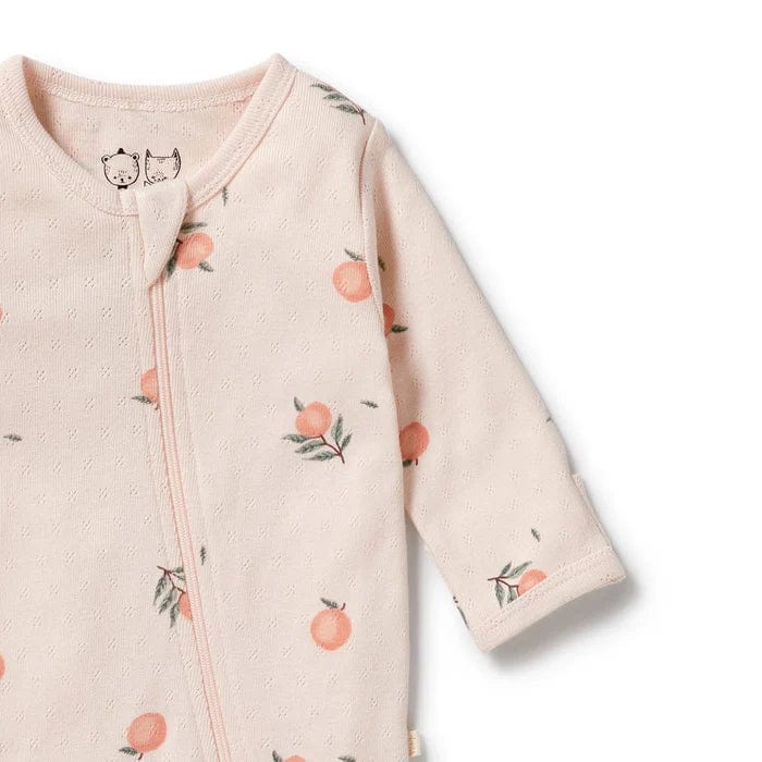 Wilson & Frenchy Girls All In One Peaches Organic Pointelle Zipsuit with Feet