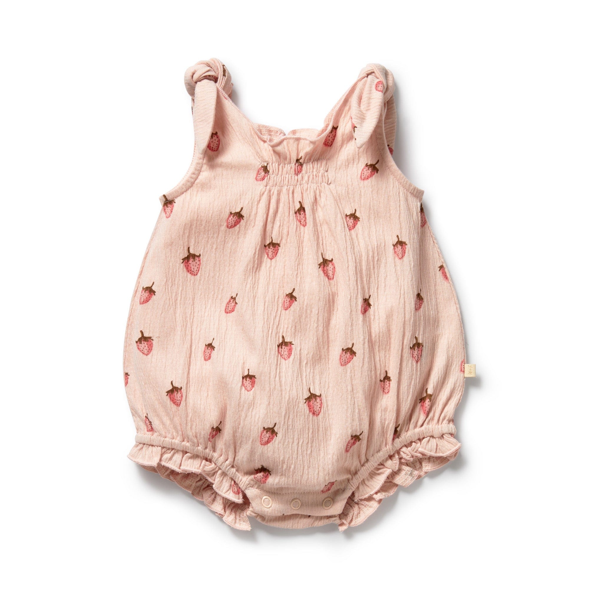 Wilson & Frenchy Girls All In One Strawberry Kisses Organic Tie Playsuit