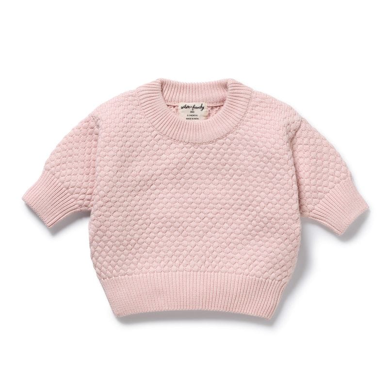 Wilson & Frenchy Girls Jumper 0-3M Marshmellow Organic Knitted Bubble Jumper