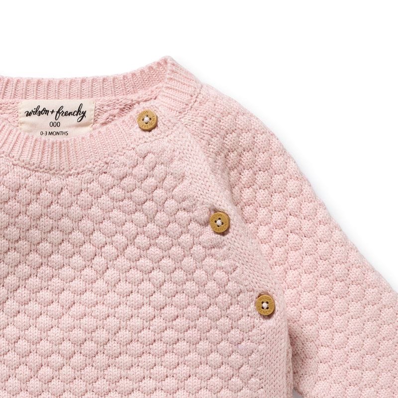 Wilson & Frenchy Girls Jumper Marshmellow Organic Knitted Bubble Kimono Cardigan