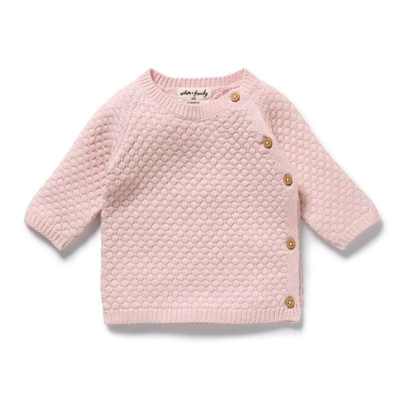 Wilson & Frenchy Girls Jumper Marshmellow Organic Knitted Bubble Kimono Cardigan