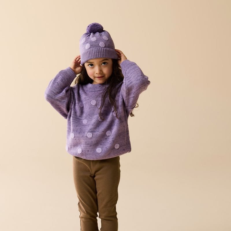 Wilson & Frenchy Girls Jumper Mulberry Organic Knitted Bauble Jumper