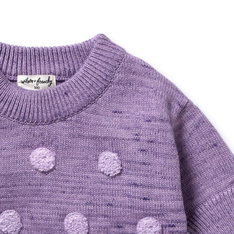 Wilson & Frenchy Girls Jumper Mulberry Organic Knitted Bauble Jumper
