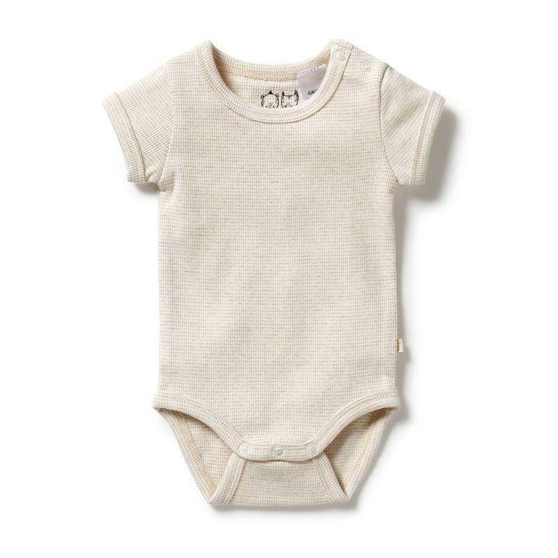 Wilson & Frenchy Girls Onesie 0-3M Organic Stripe Rib Bodysuit - Oatmeal