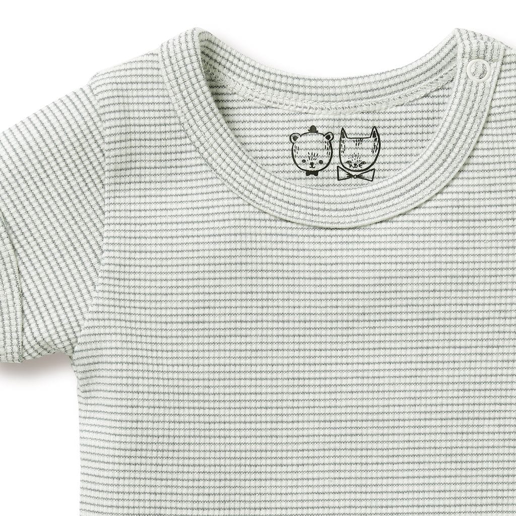 Wilson & Frenchy Girls Onesie Organic Stripe Rib Bodysuit - Fern