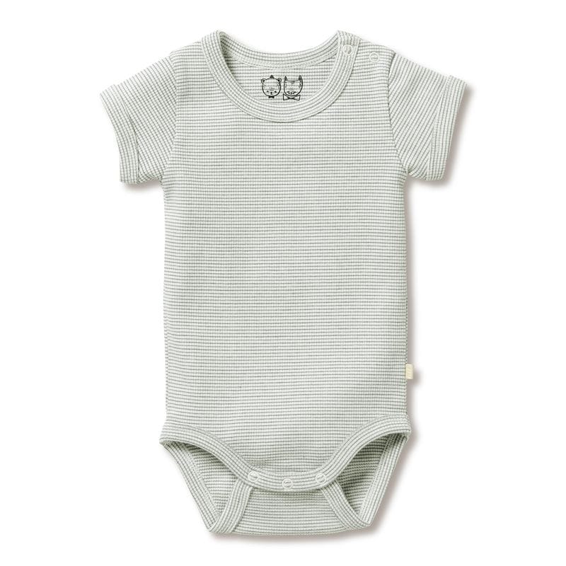 Wilson & Frenchy Girls Onesie Organic Stripe Rib Bodysuit - Fern