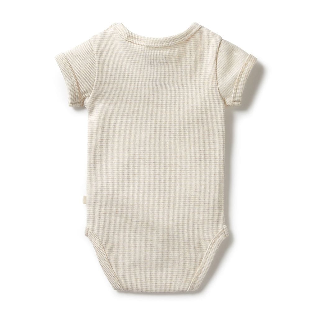Wilson & Frenchy Girls Onesie Organic Stripe Rib Bodysuit - Oatmeal