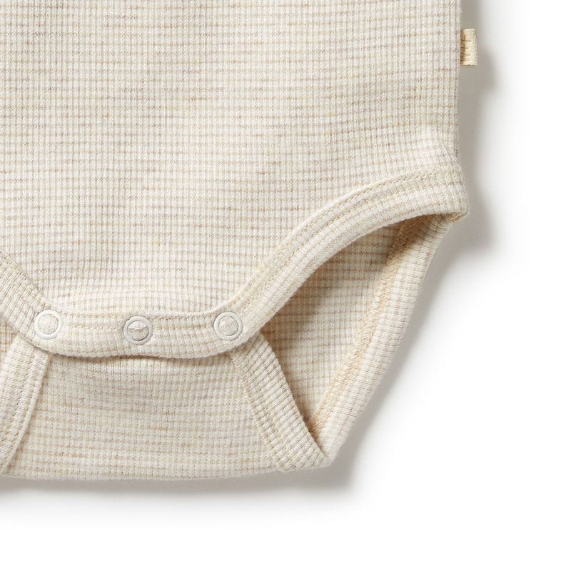 Wilson & Frenchy Girls Onesie Organic Stripe Rib Bodysuit - Oatmeal