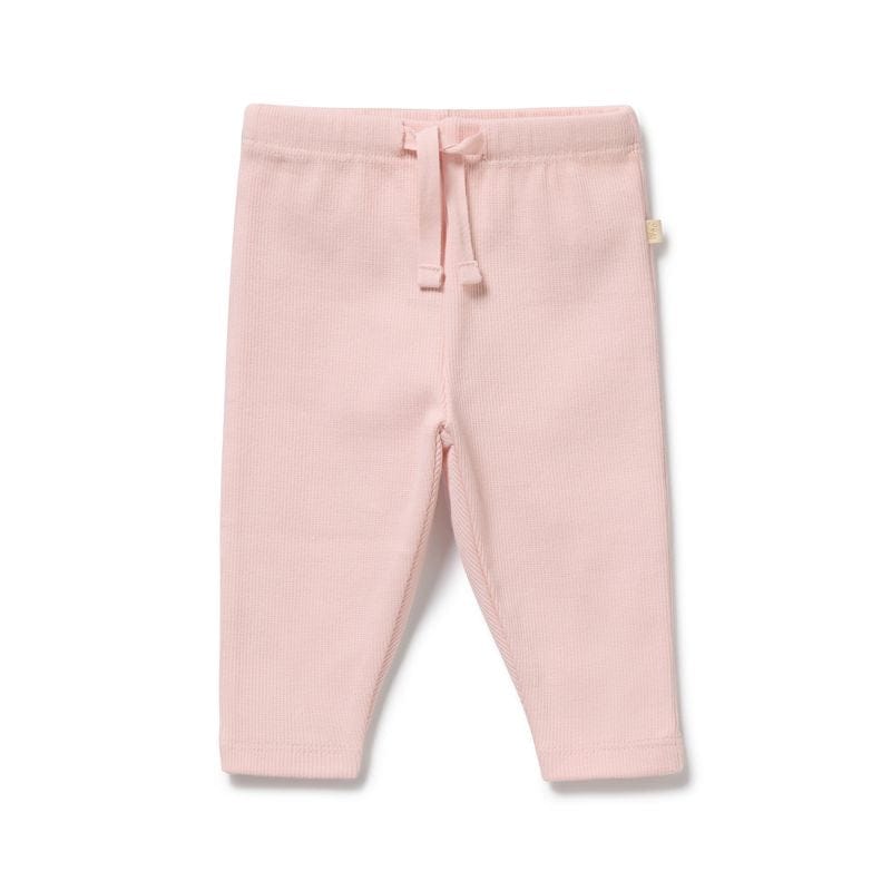 Wilson & Frenchy Girls Pants 0-3M Strawberry Cream Organic Rib Legging
