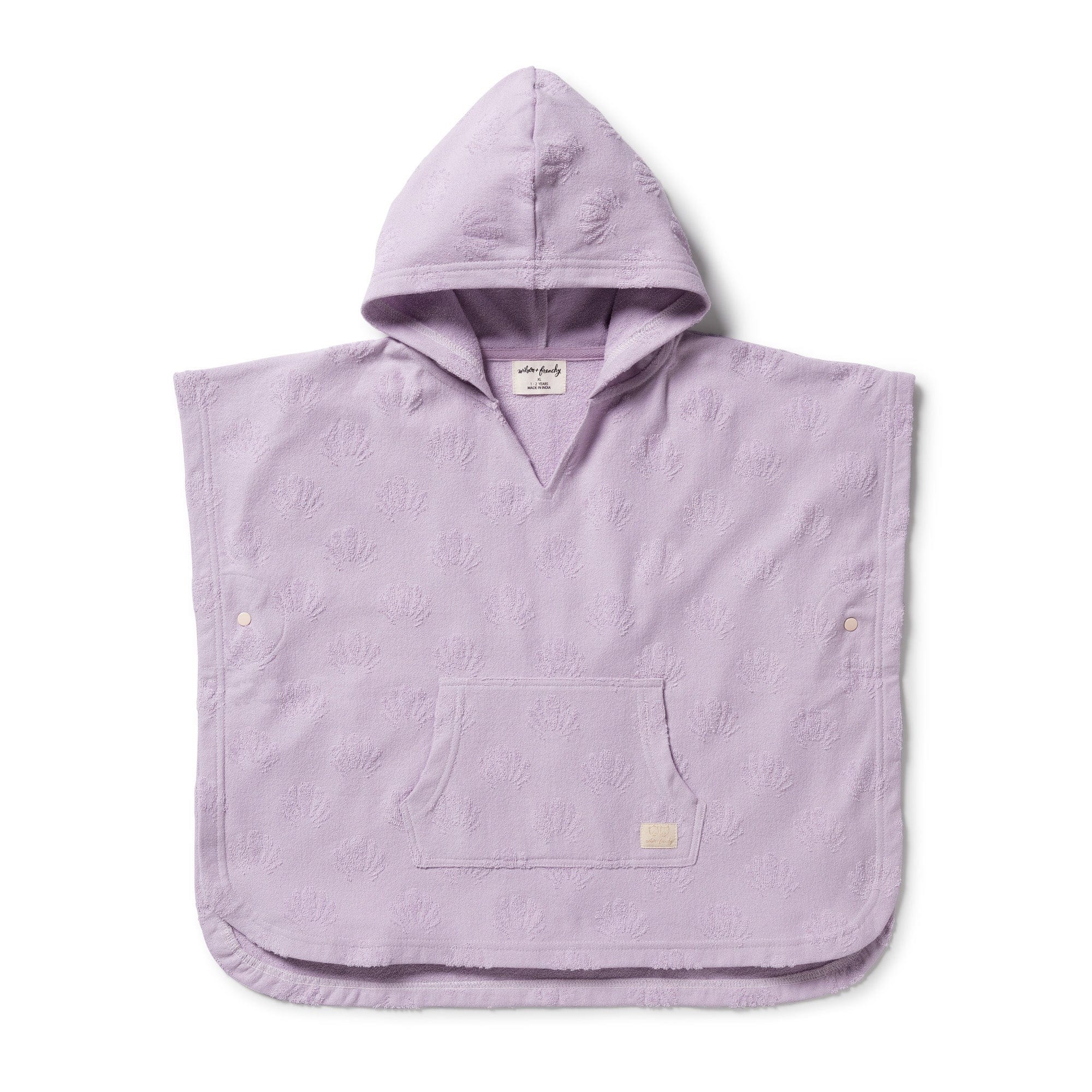 Wilson & Frenchy Girls Swimwear Lavender Shells Organic Terry Hooded Poncho