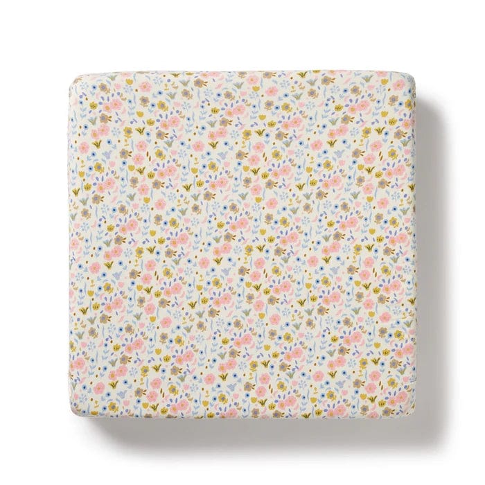 Wilson & Frenchy Linen Blankets Ava Floral Organic Cot Sheet