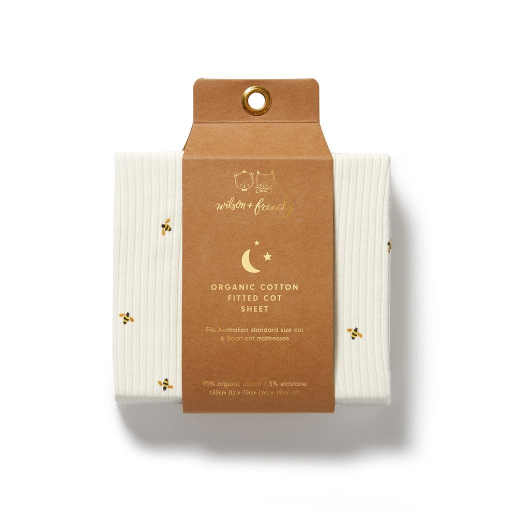 Bee Mine Organic Cot Sheet Parnell Baby Boutique