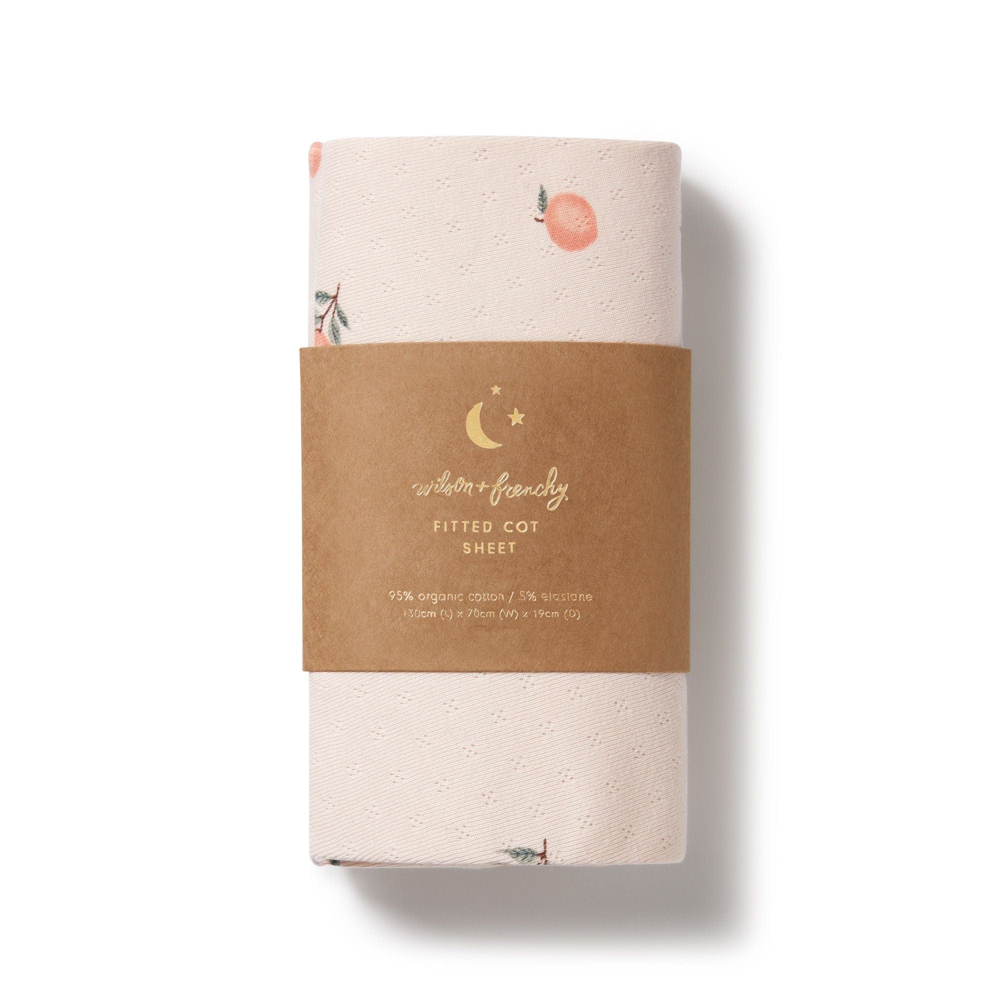 Wilson & Frenchy Linen Blankets Peaches Organic Pointelle Cot Sheet