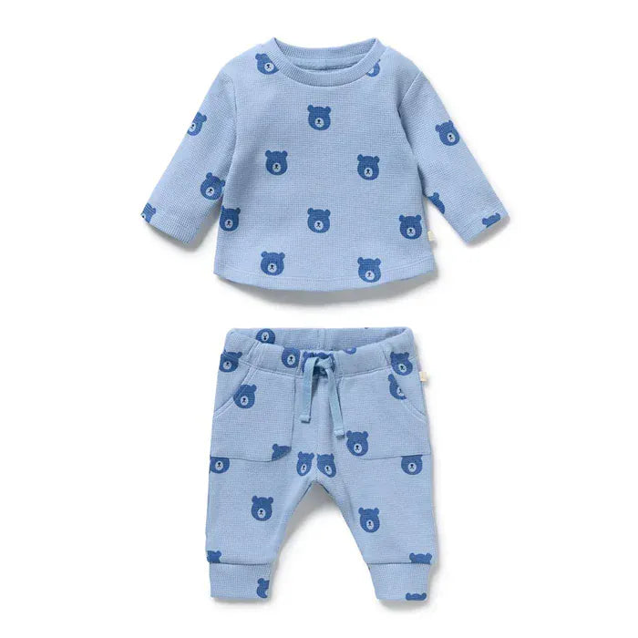 Wilson & Frenchy Unisex Onesie 0-3M Bear Hugs Organic Waffle Set