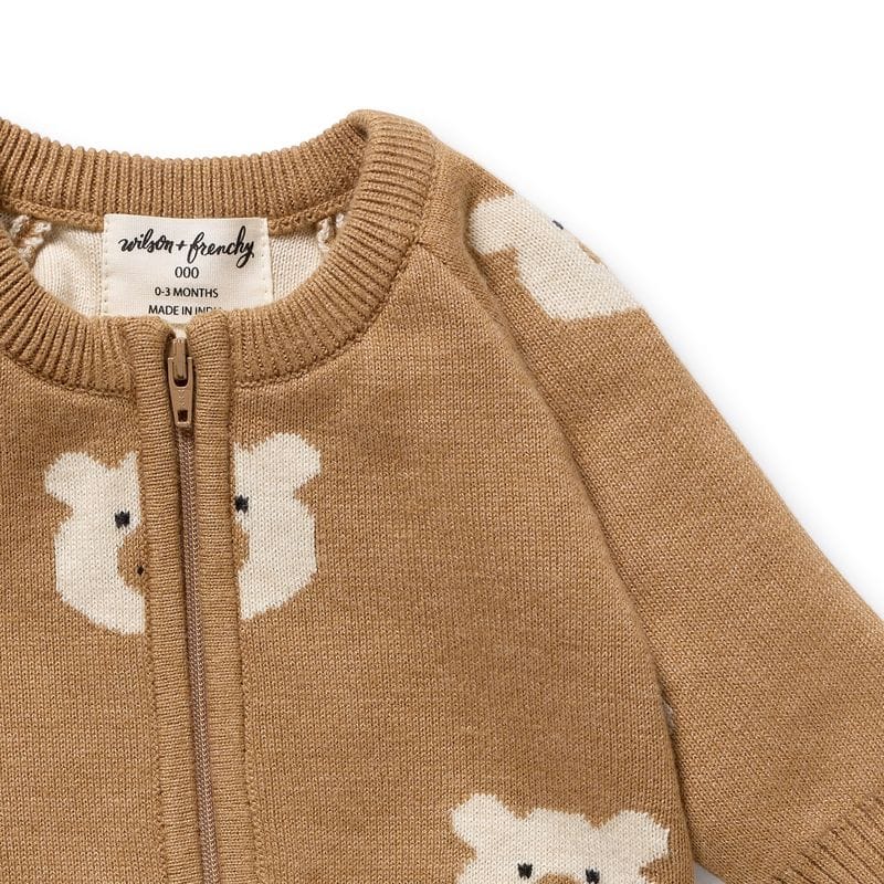 Wilson & Frenchy Unisex Onesie Beary Cute Organic Knitted Jacquard Growsuit