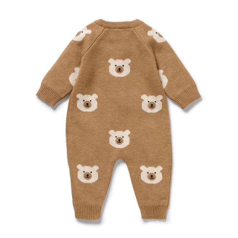 Wilson & Frenchy Unisex Onesie Beary Cute Organic Knitted Jacquard Growsuit