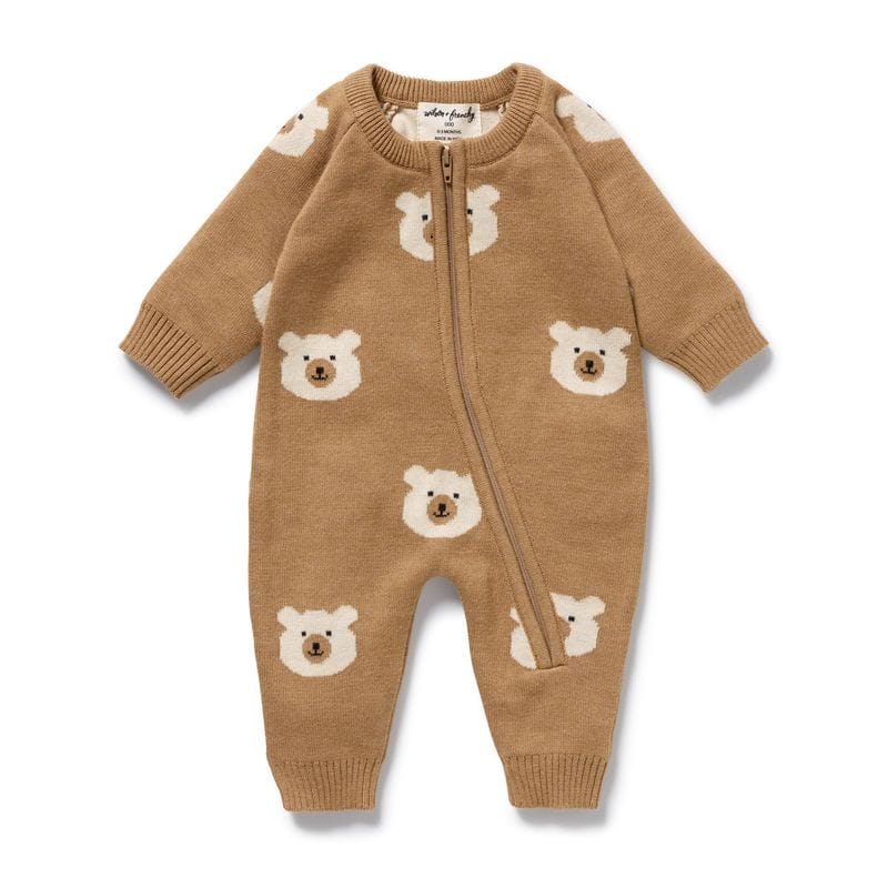 Wilson & Frenchy Unisex Onesie Beary Cute Organic Knitted Jacquard Growsuit