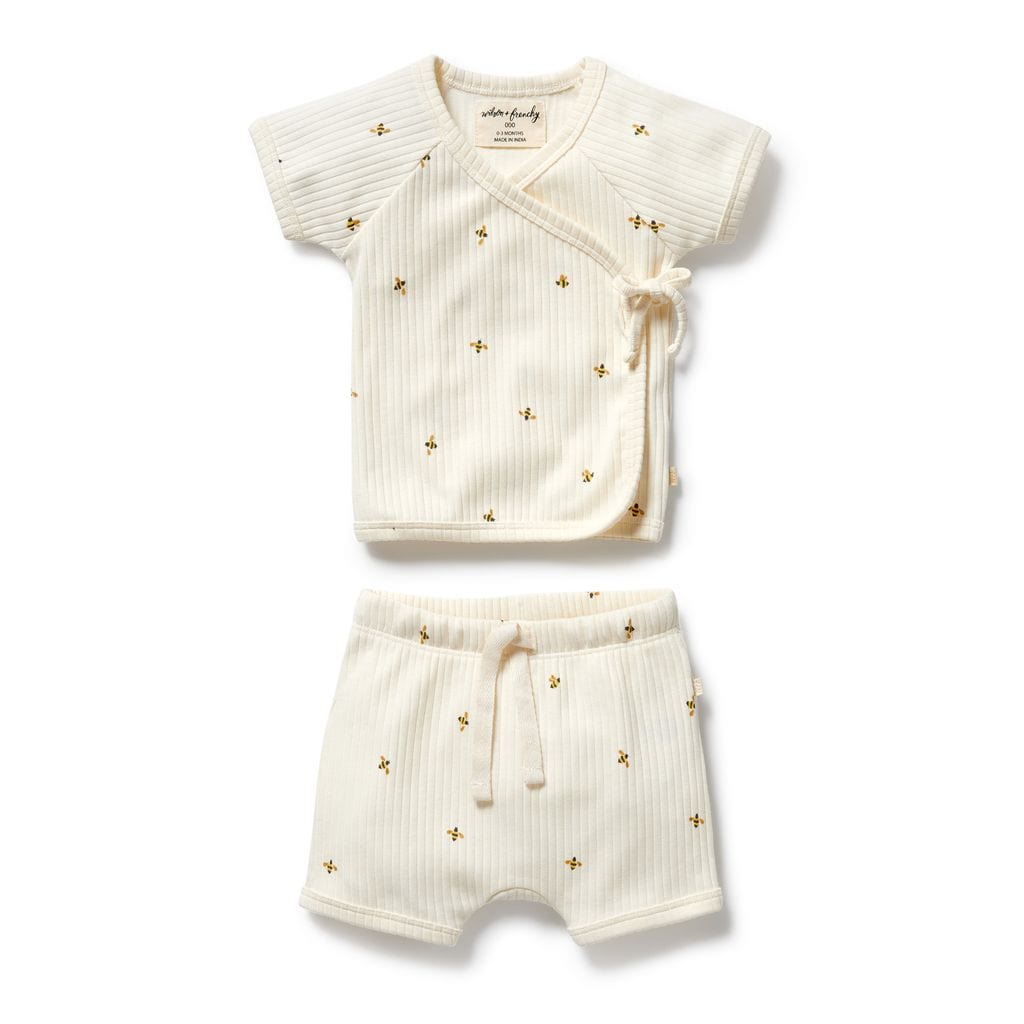 Wilson & Frenchy Unisex Onesie Bee Mine Organic Kimono Set
