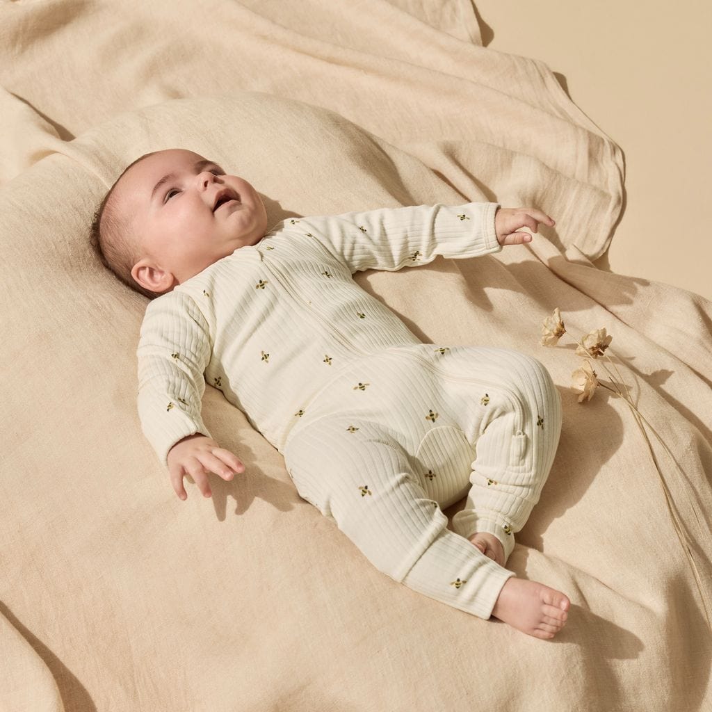 Wilson & Frenchy Unisex Onesie Bee Mine Organic Zipsuit with Feet